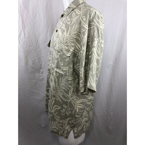 VTG Tommy Bahama Hawaiian Shirt Men Medium M Camp 100% Silk Herringbone Aloha - Picture 6 of 7